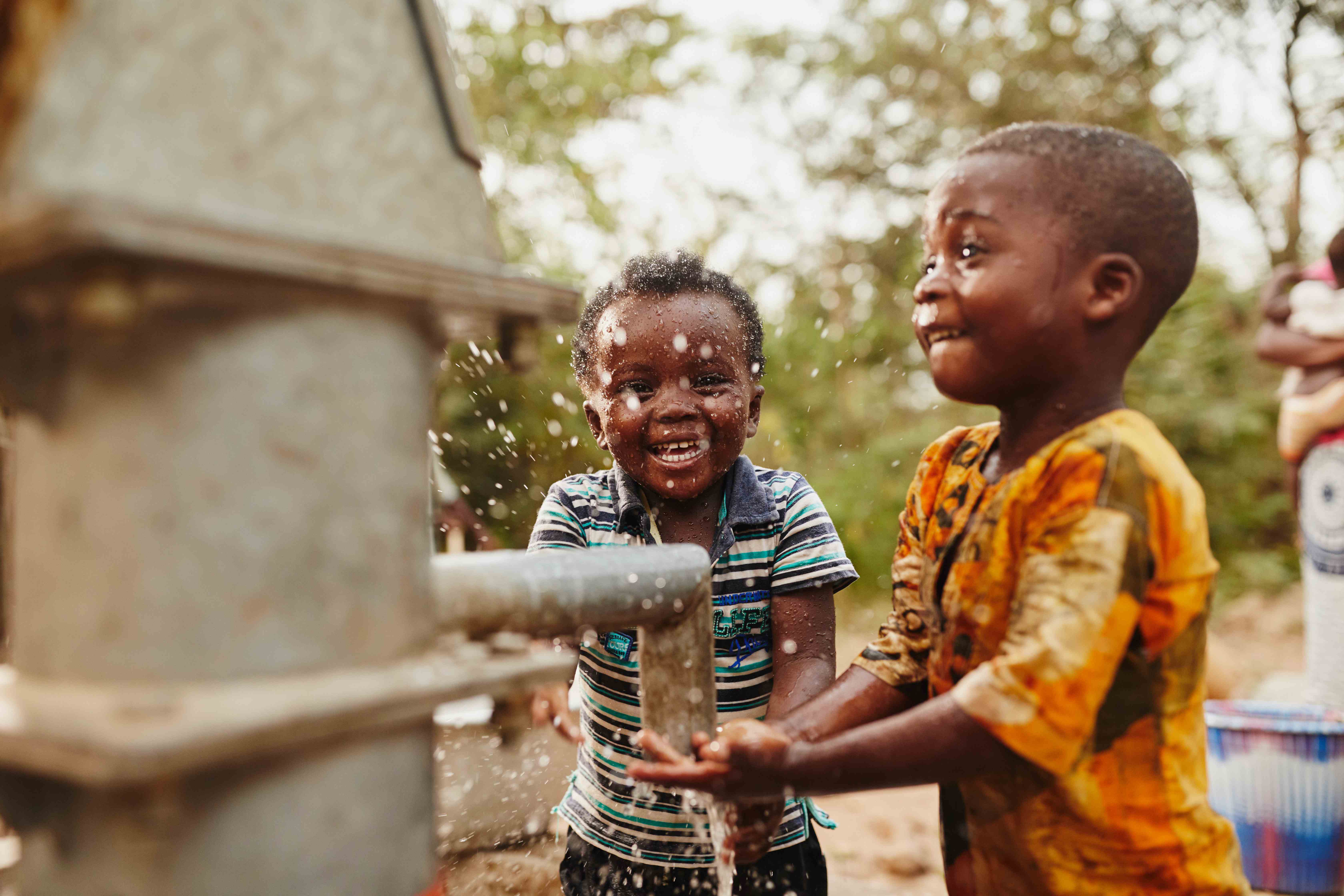 Children at a water tap