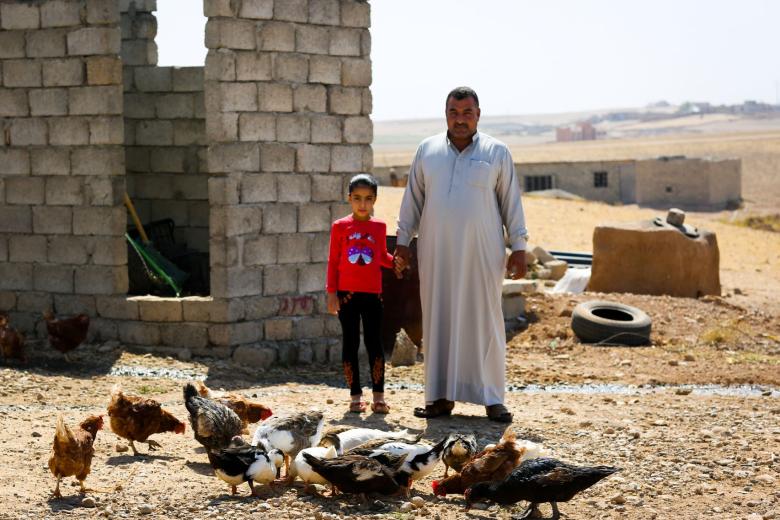 41-year-old Sultan from Ninewa, Iraq, was provided with chicken feed to assist him to re-establish his livelihood.