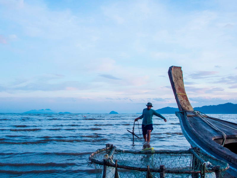 Fisherman at sea