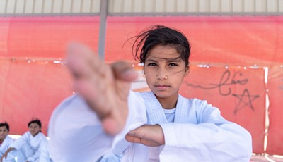 A girl in Karate dress