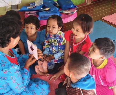 Play Group activity at Kyar Sa Hkan village, Namtu township