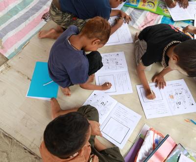 Children doing drawing activity