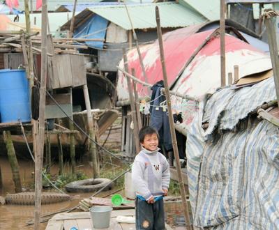 Child on boat in Vietnam