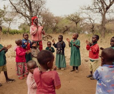 Children clapping and playing in the Kisongo Makuyuni Area Programme, Tanzania