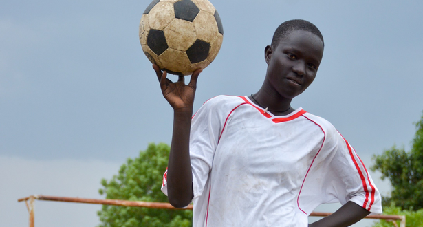 14-year-old Margaret feels happy when she plays football