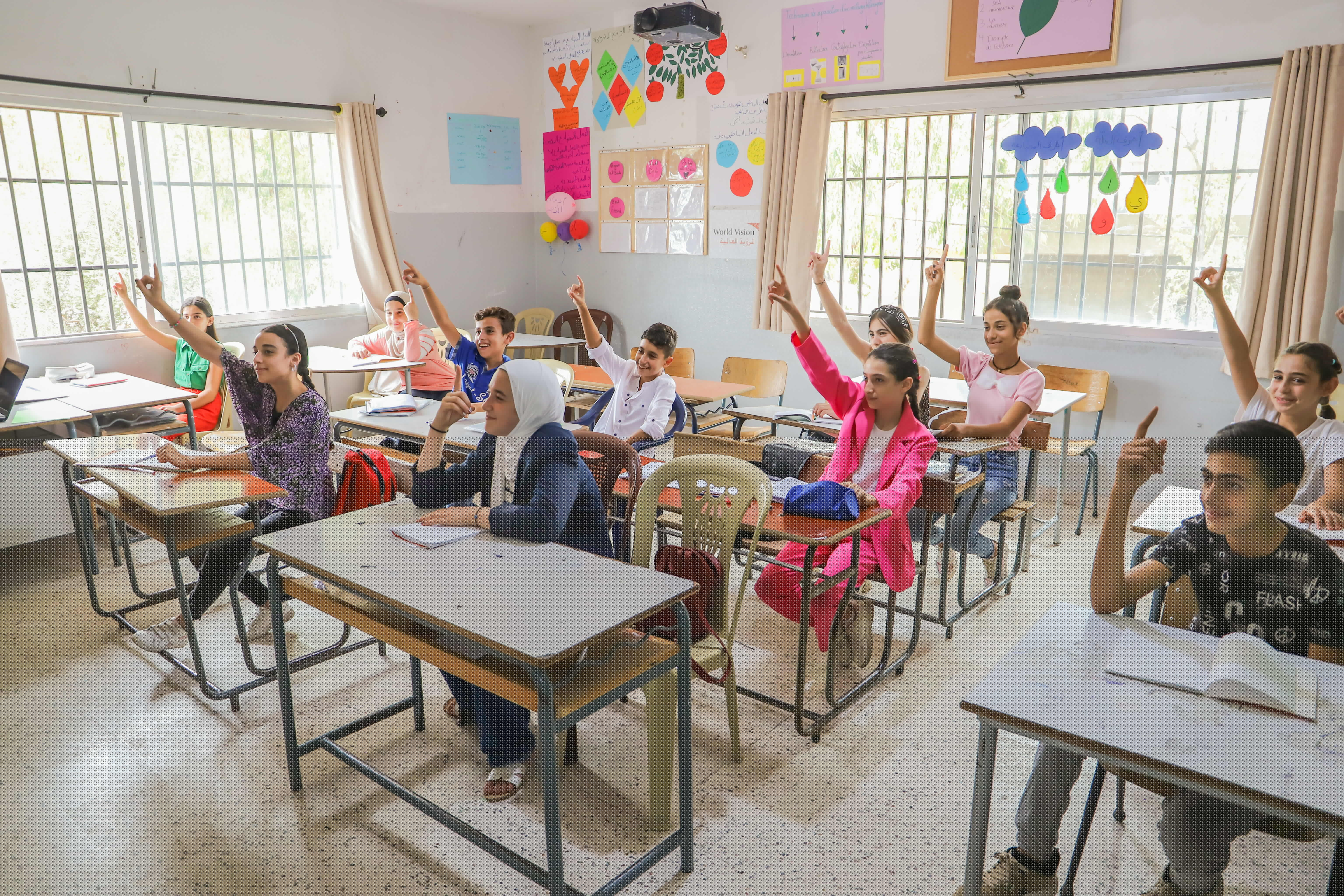 children in a classroom in lebanon