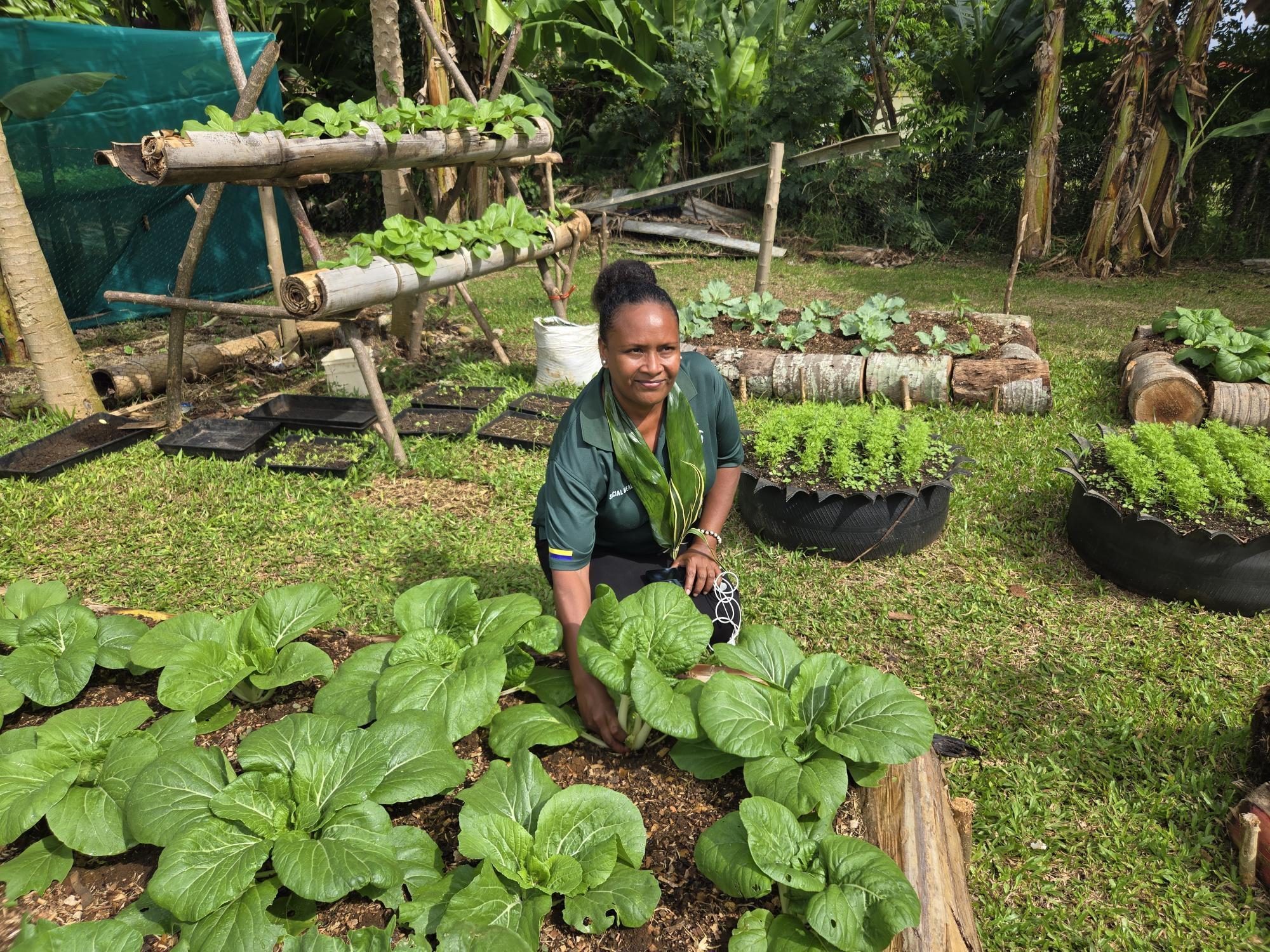 Cynthia in her garden