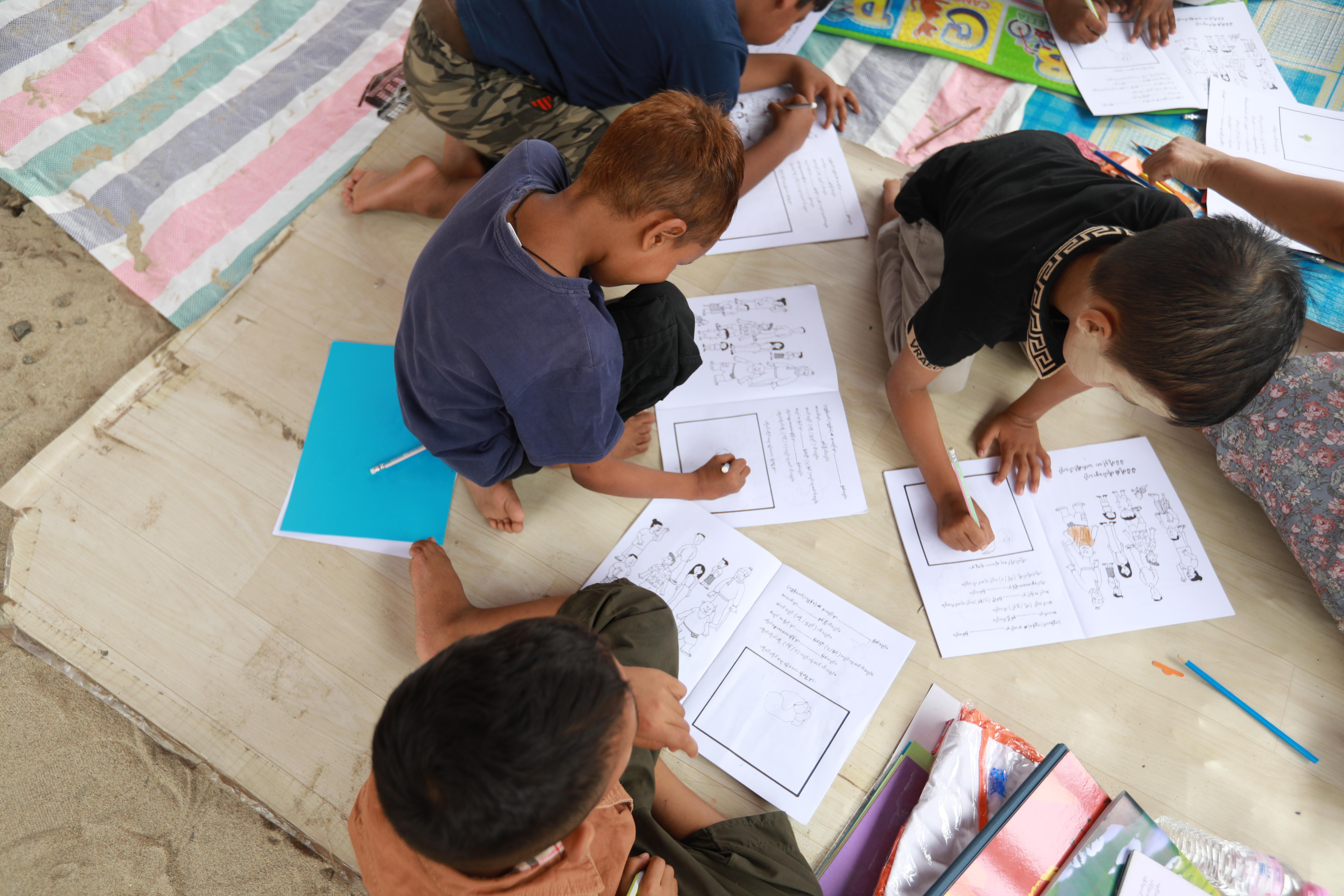 Children doing drawing activity