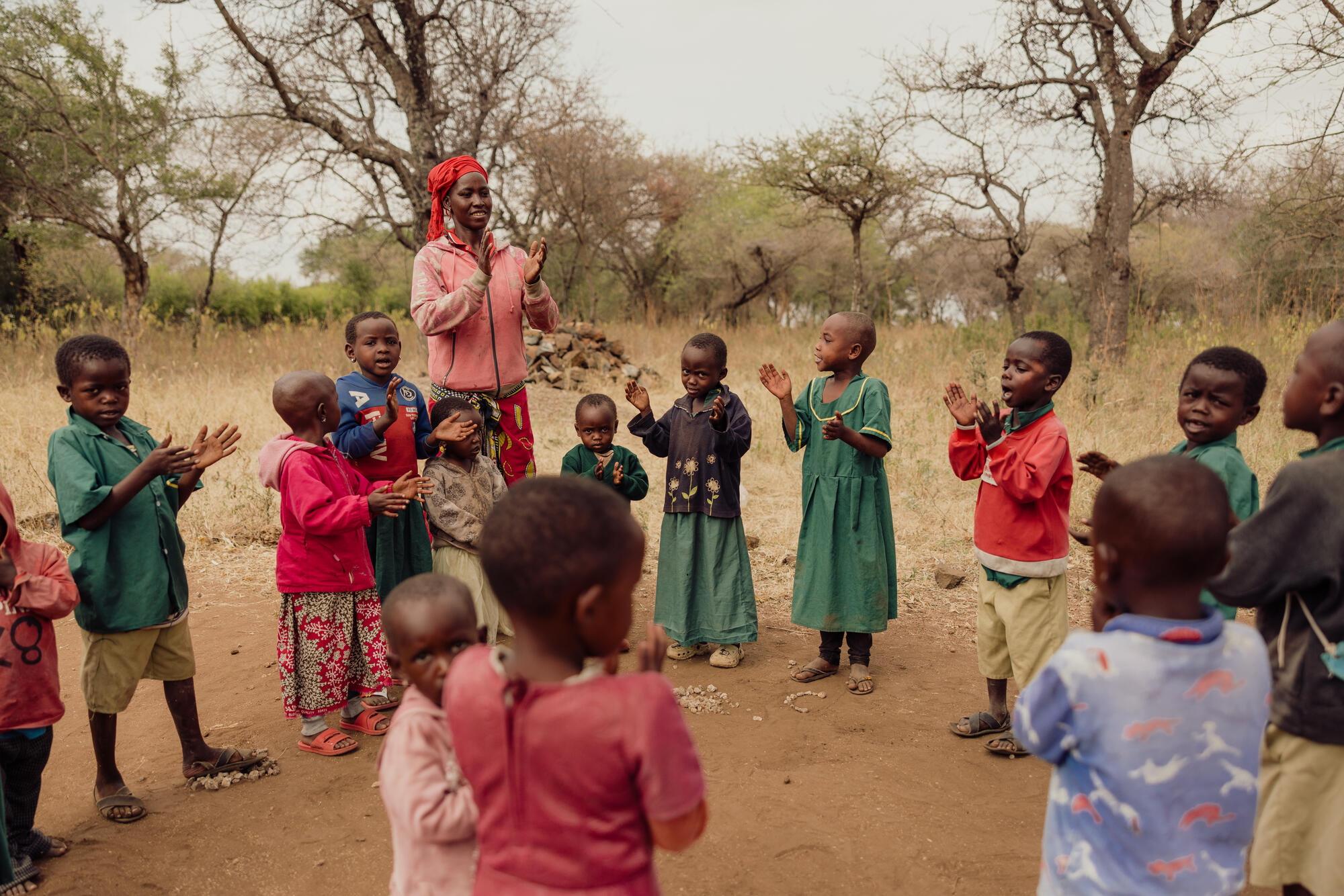 Children clapping and playing in the Kisongo Makuyuni Area Programme, Tanzania