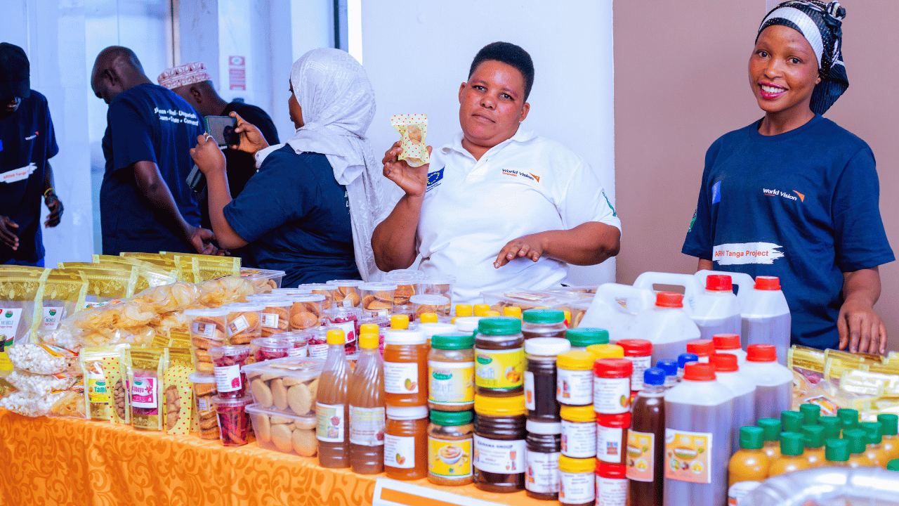 ARDHI Tanga youth showcasing their products they've learned to make through ARDHI Tanga