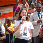 Espe speaking into microphone